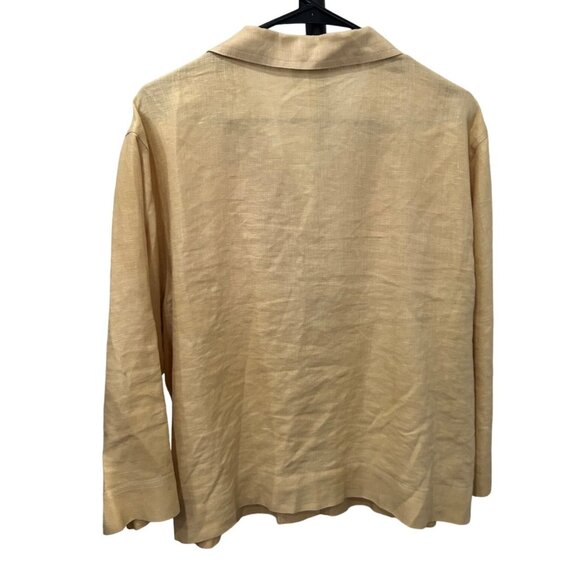 Debra Deroo Beige Button-Up Womens Linen Blouse Jacket Size 22 - Picture 2 of 10